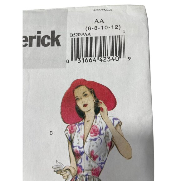 Butterick B5209 Sewing Pattern Sizes 6-12 Retro 47 Halter Cap Sleeve Dress UNCUT - Picture 2 of 6